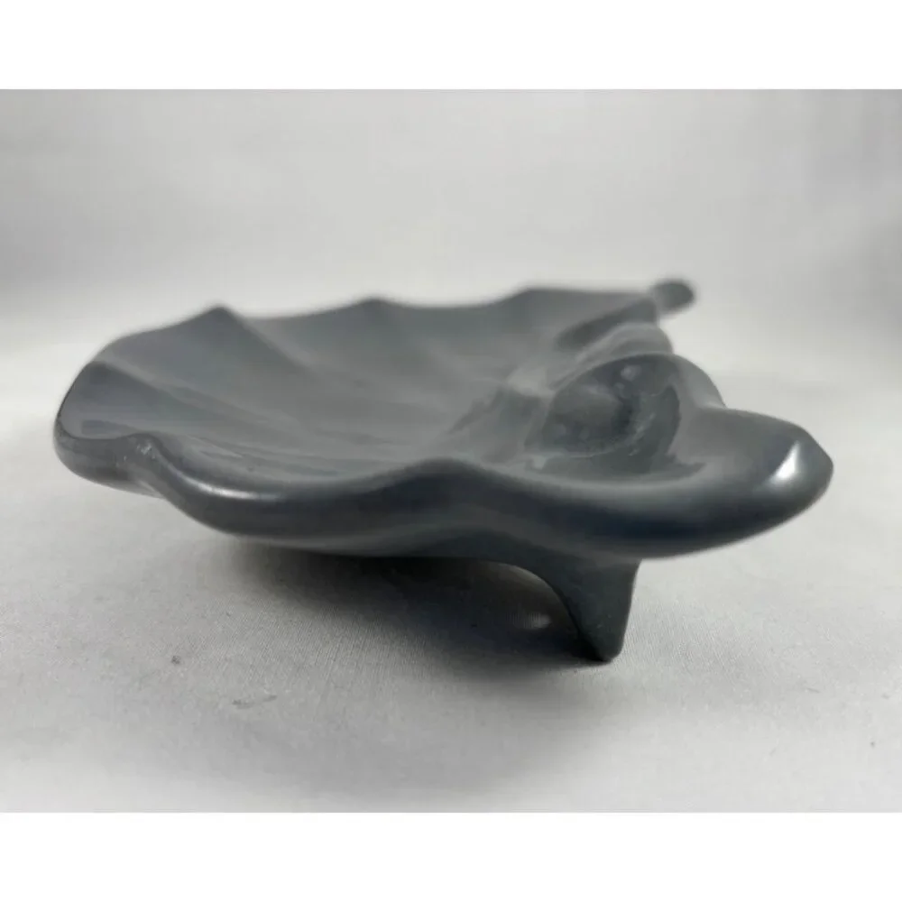 Gray Fan or Shell Shaped Ceramic over Cast Iron Soaph Dish